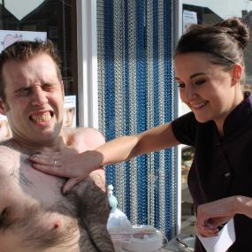 Groom being tortured by a hot lady!